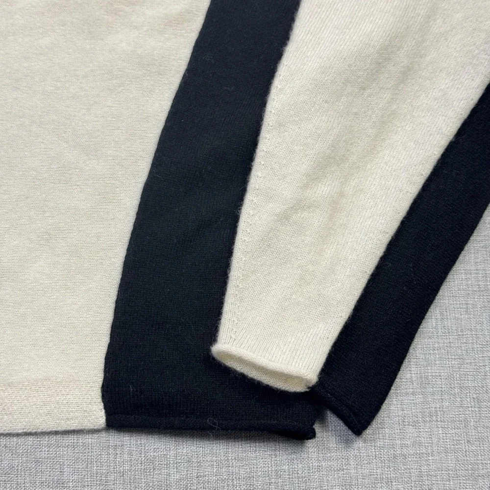 Margaret O'Leary Sweater Pullover Womens XS White 100% Cashmere Striped‎
